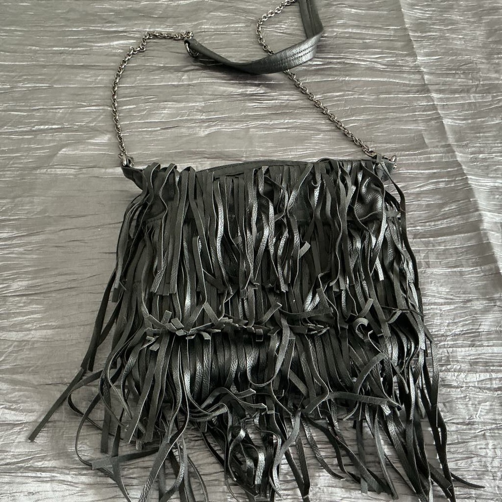 Fringe Black Shoulder Bag